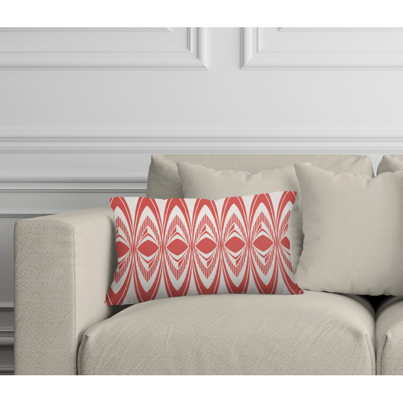 Coussin décoratif intérieur / extérieur Chinasa Tribal, Corail