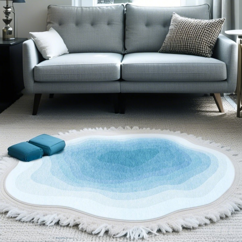 Modern Abstract Area Rug, Gradient Irregular Carpets For Living Room, Cloud Shape Bedside Rug, Non-slip Washable Large Area For Bedroom Entryway Dorm Kitchen, Blue