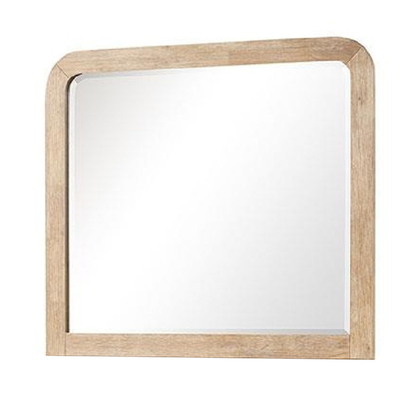 Miroir de commode Rexa, verre biseauté, bois massif brun naturel, 36 x 42