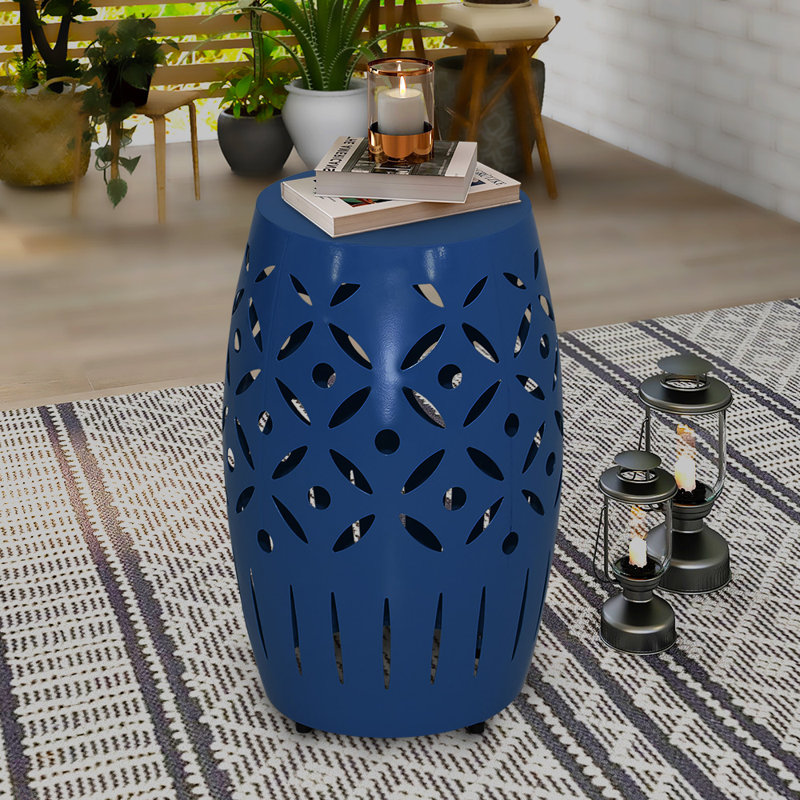 Table de bout cylindrique en fer 18,31 "de hauteur, Bleu marine