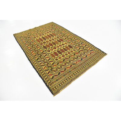 Tapis de zone en laine 4 pi x 6 po one-of-kind à la main noué la new age Warminster