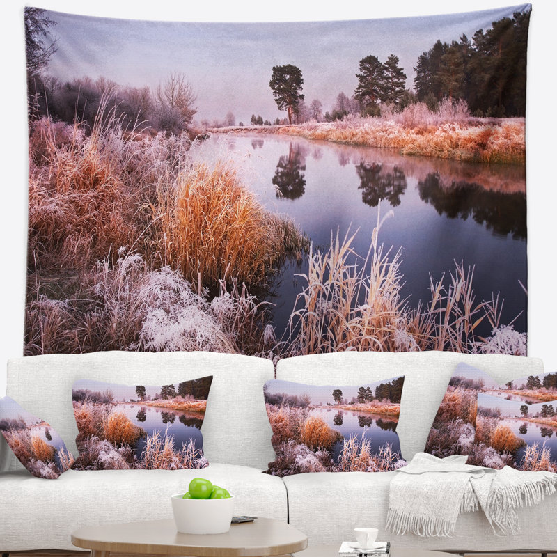 Paysage, fée d'automne, aube, tapisserie panoramique, H 32 po x l 39 po