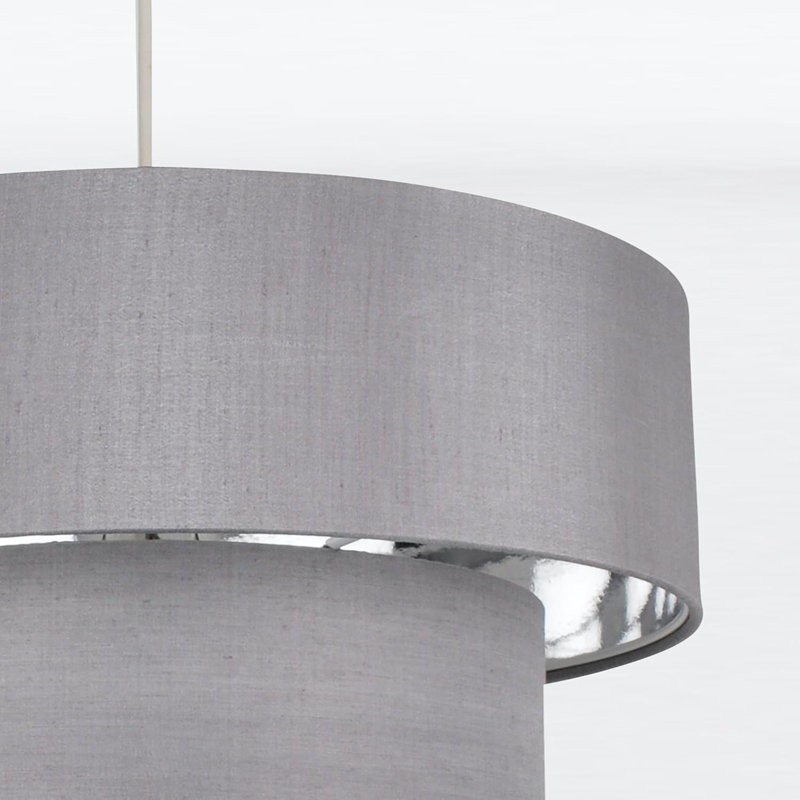 Desmon Fabric Semi Flush Mount, Grey/Chrome