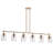 6-Light Kitchen Island Gold Linear Chandelier with Glass Shade