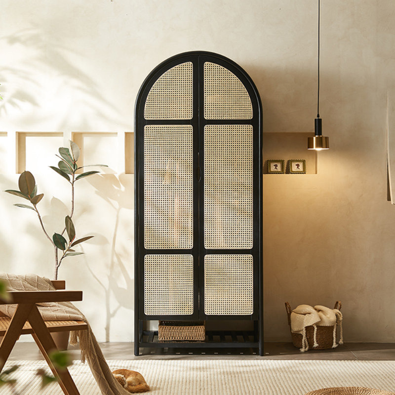 Armoire simple et rétro en bois massif, Noir