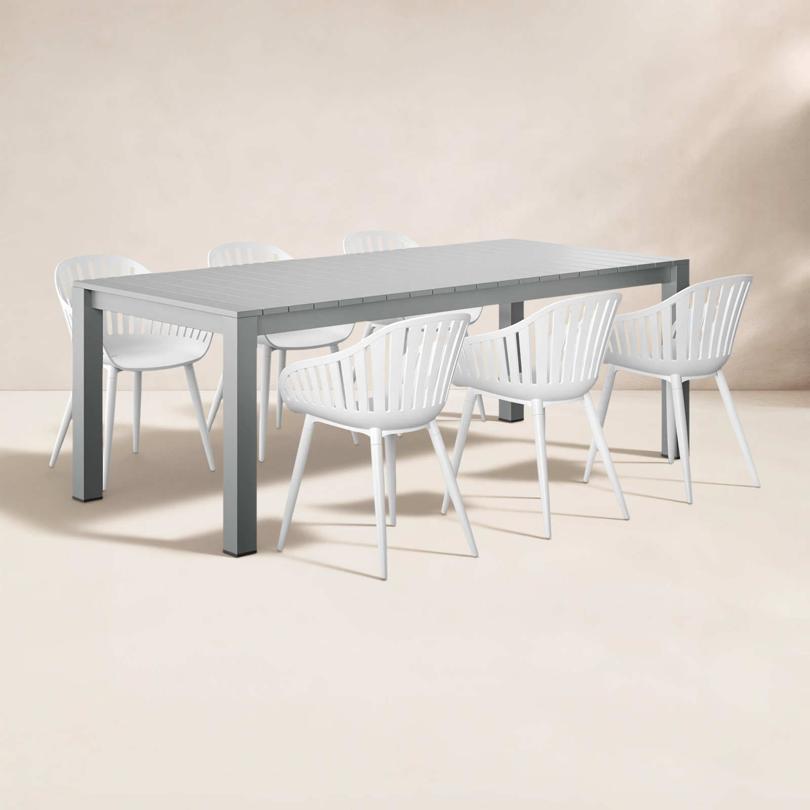 Anautica 87" Patio Dining Set, White