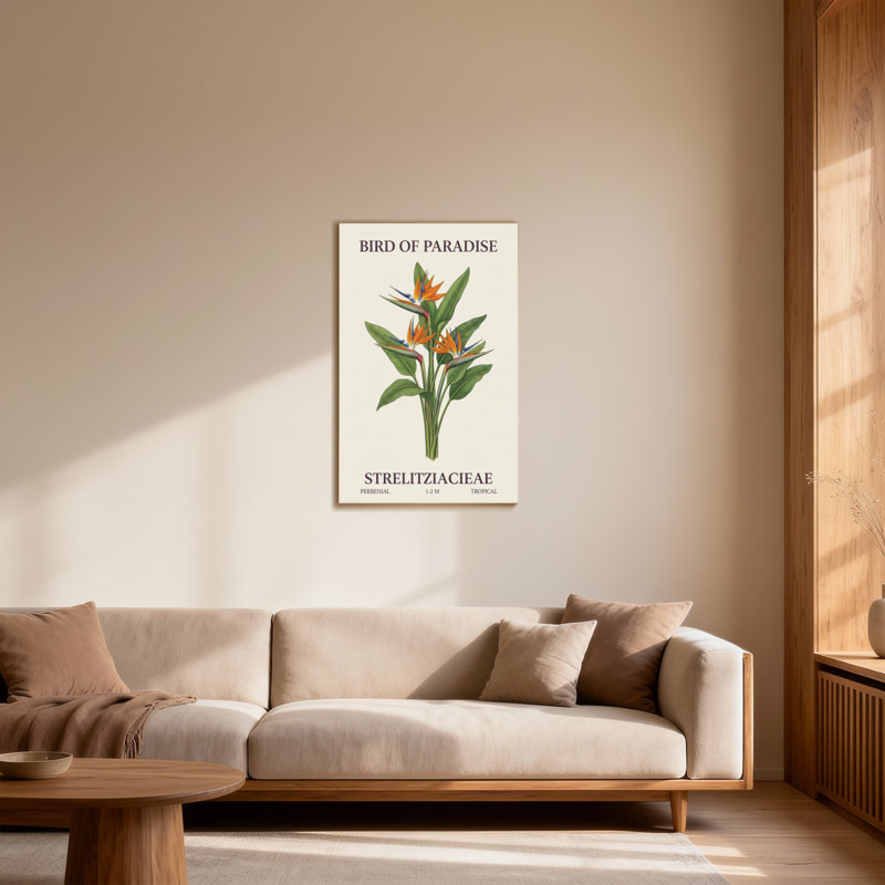 Plantes et fleurs, motif floral imprimé oiseau de paradis, H 12 po x l 18 po