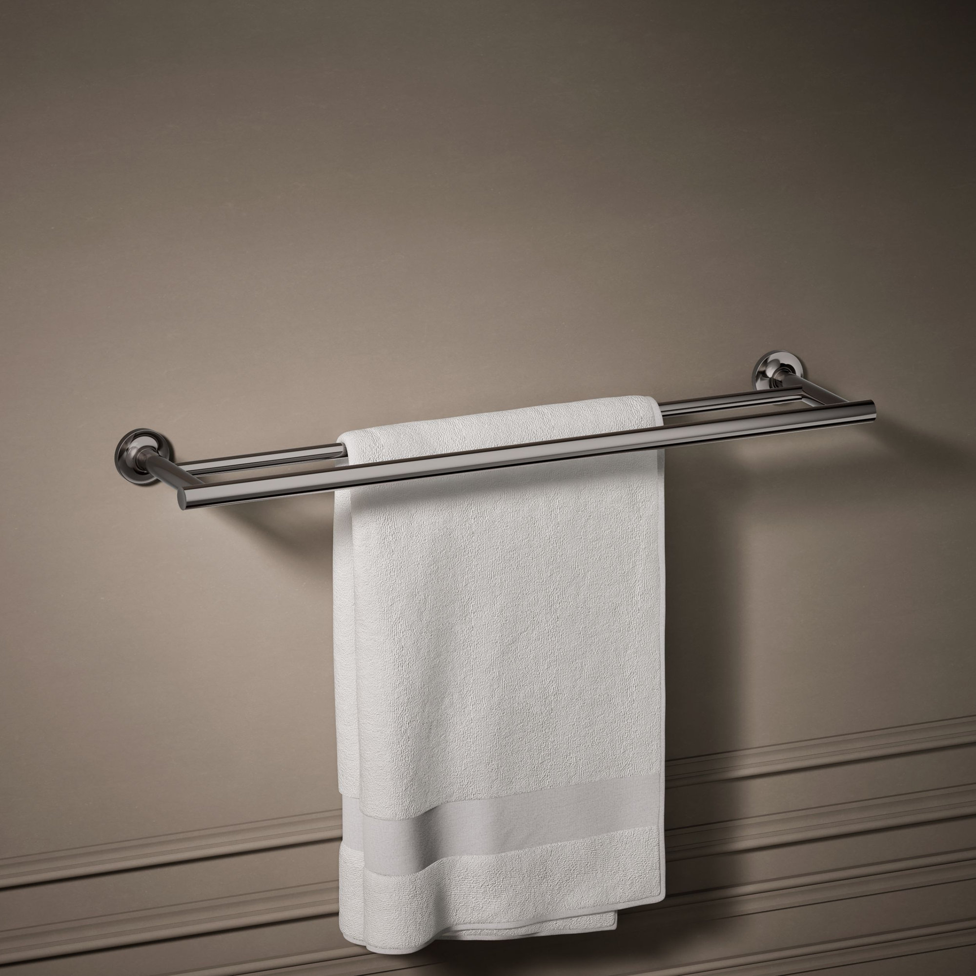 Purist Double 24" Wall Mounted Towel Bar, Vibrant Titanium