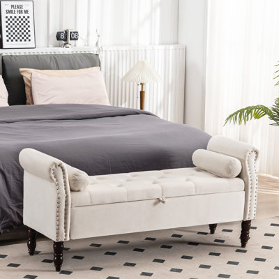 Gelson Velvet  Upholstered  with Arms Storage Bench
