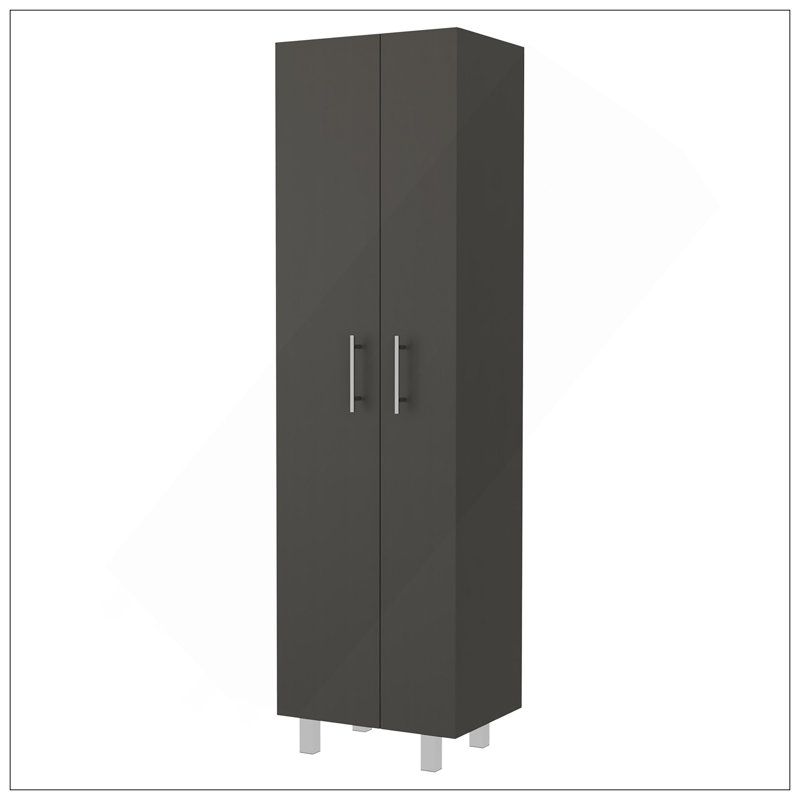 Armoire garde-robe à balconnet, cinq tablettes, Noir