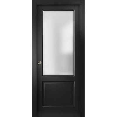 Lucia Clear Glass Wood Sliding Closet Door
