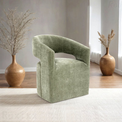 Chaise avec accoudoirs 1 pièce de style contemporain pour salon confortable avec roulettes - Revêtement en tissu texturé neutre