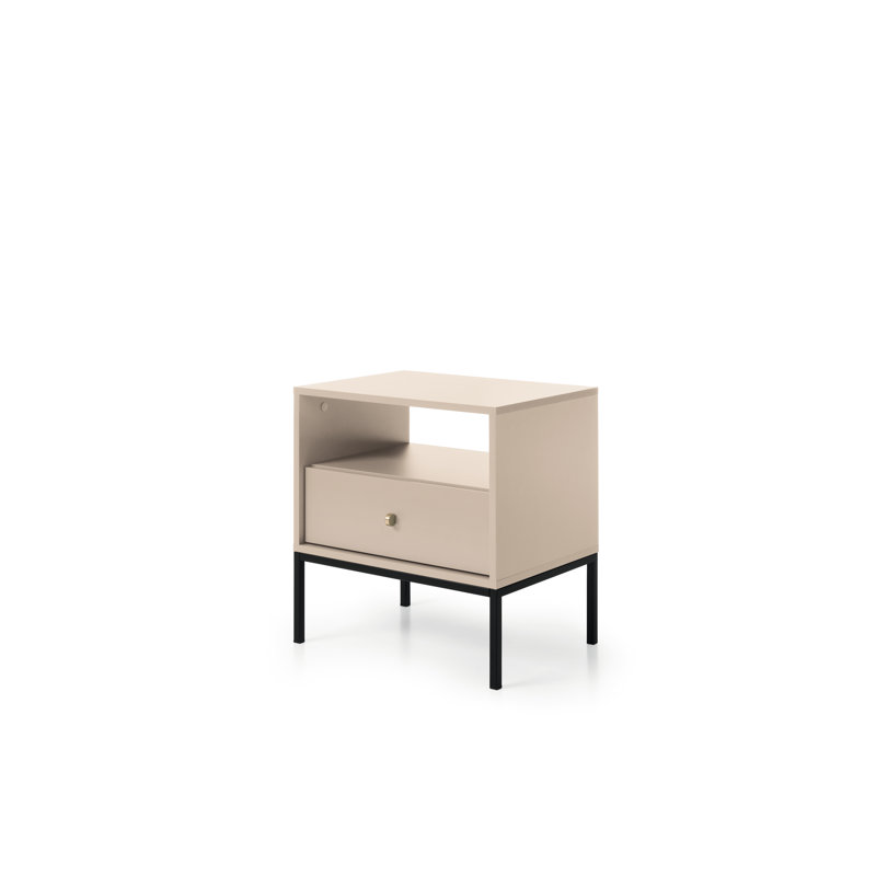 Armadillo 54cm W Manufactured Wood Bedside Table, Beige