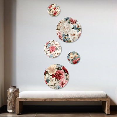 Ensemble de 5 pivoines roses et roses