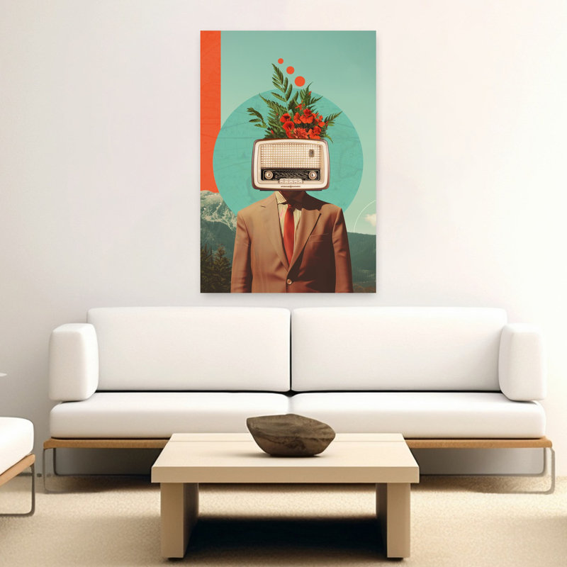 Art contemporain abstrait rétro surréel, H 60 po x l 40 po