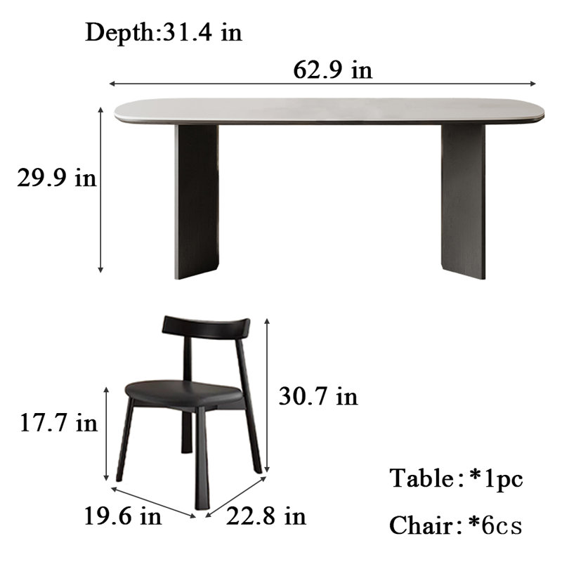 Ensemble de salle à manger Tomiko, H 29,9 po x L 62,9 po x l 31,4 po