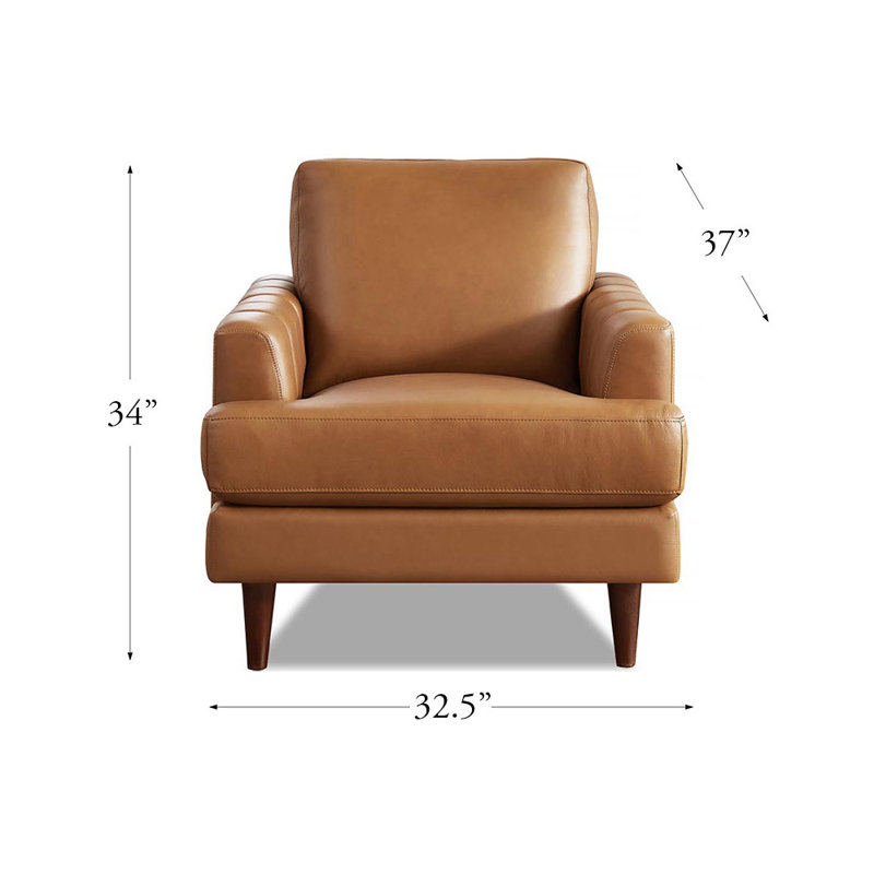 Chaise en cuir fleur Reuma, Cuir véritable brun cognac Cassia