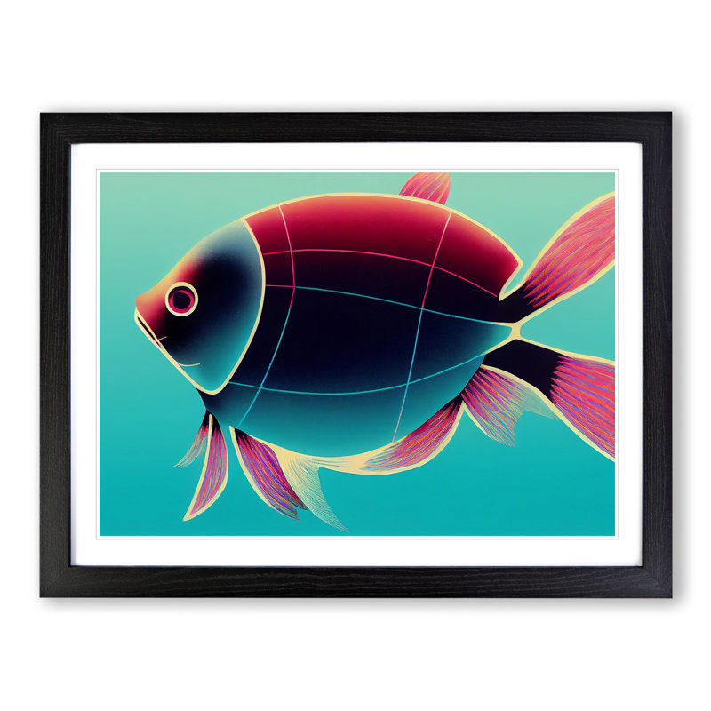 XH1022-6606X Fish Vol.3 - Single Picture Frame Painting, 46cm H x 64cm W x 2cm D, Black