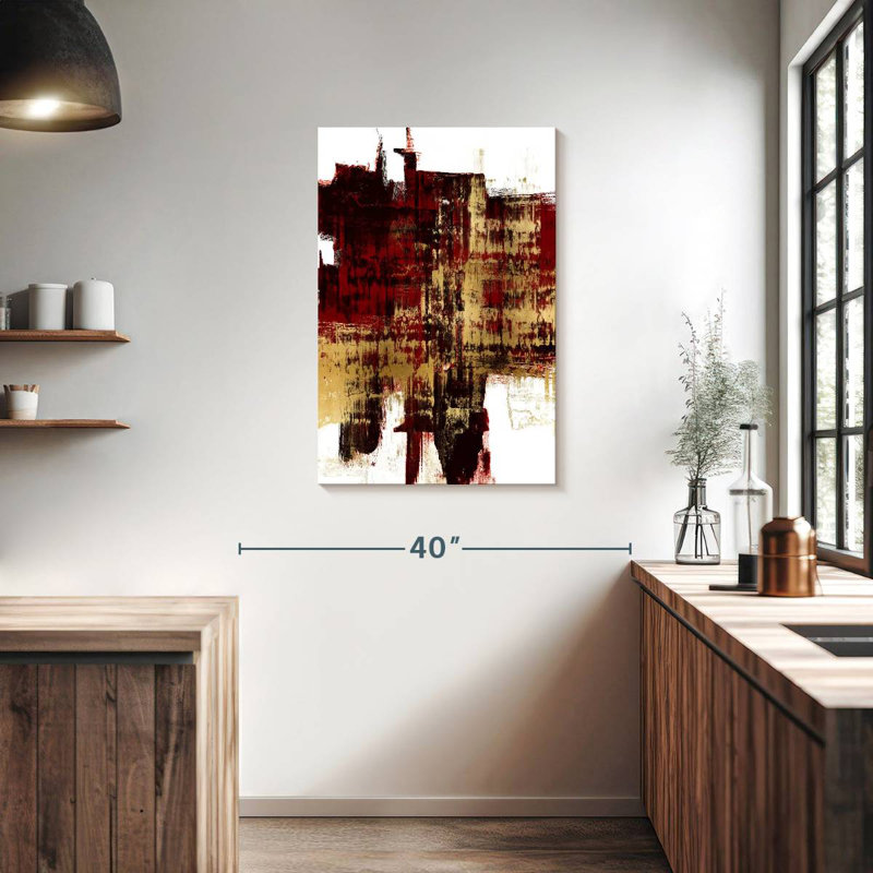 Avery Kinetic Gold On Red II, 36" H x 24" W