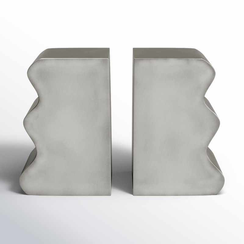 Moresby Aluminum Non-Skid Bookends, Silver