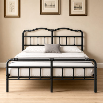 18" Queen Bed Frame With Headboard & Footboard, Space-Saving No Box Spring Needed, Platform Bed With Sturdy Metal Frame, Black