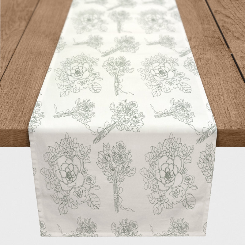 Kamiah Rectangle Floral Polyester Table Runner, 72'' x 16'', Green