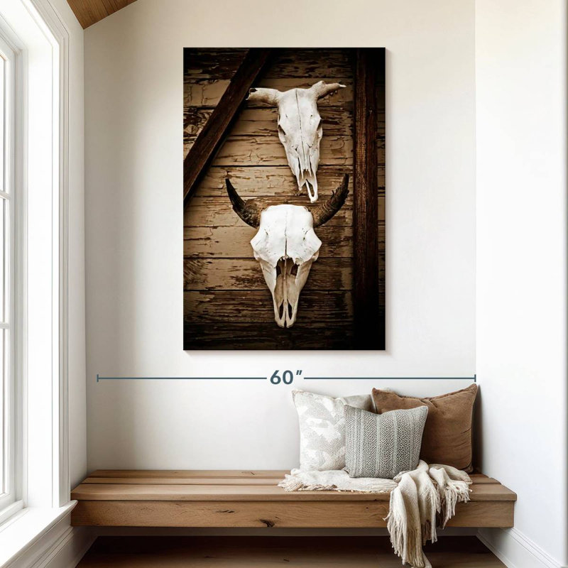 Crâne de vache Lelar Western, H 48 po x l 32 po