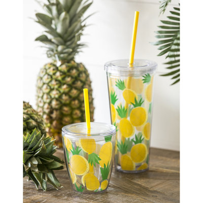 Culbuteur de voyage d’ananas avec paille