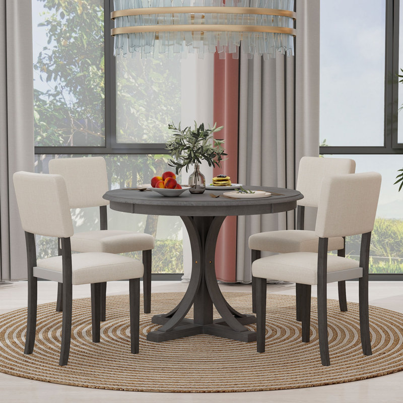 Androniki 4 - Person Pedestal Dining Set, Gray