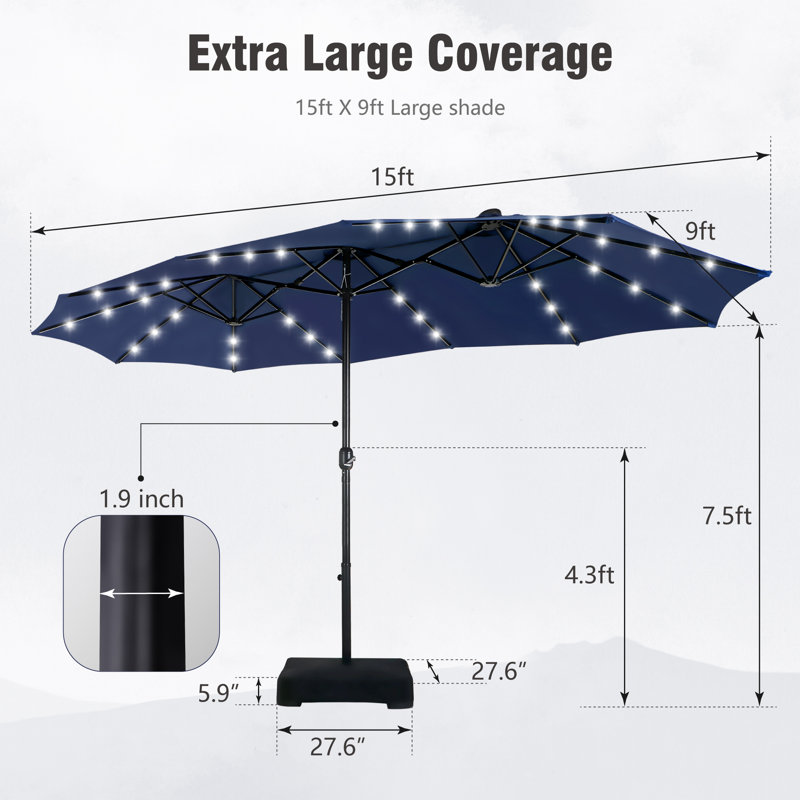 Yuliana 4m Market Parasol, Navy