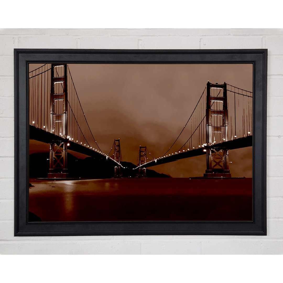 Golden Gate Bridge Zwillinge Braun Gerahmter Druck