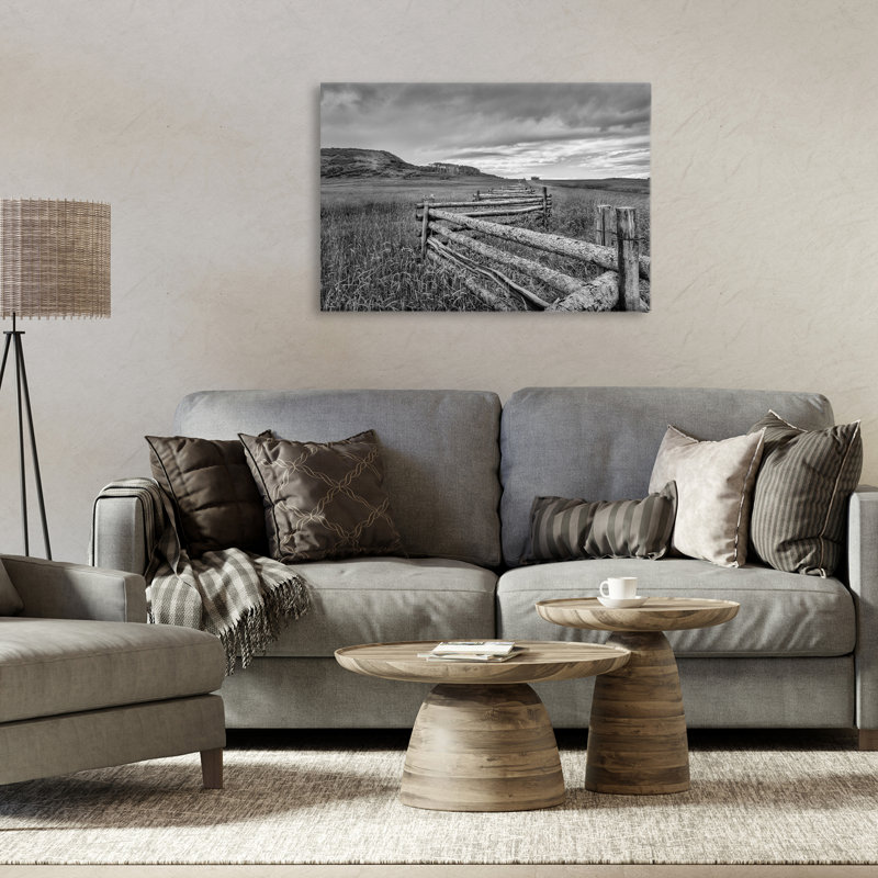 Zigzag Fence into Pasture Canvas, design par Jon Evan, H 16 po x l 24 po