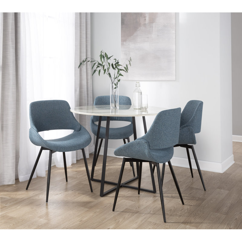 Whitacre Round Faux Marble Dining Table, Black
