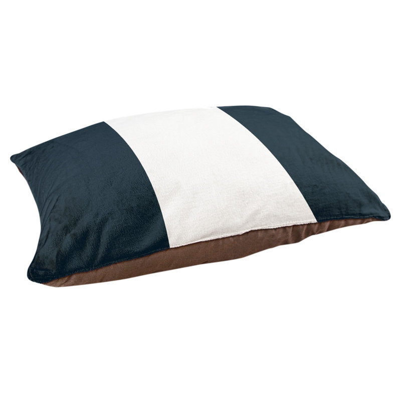 Coussin Minnesota, Grand (l 50 po x P 40 po x H 7 po), Bleu marine / blanc