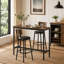 Ensemble de table de bar 3 pièces avec 2 tabourets de bar rembourrés en PU avec dossier, 110 cm L x 40 cm l x 90 cm H-1635243800-1635243802