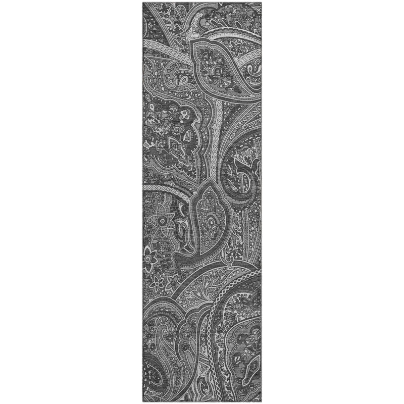 Tapis gris Cerrito lavable à la machine de qualité supérieure, Tapis de couloir 2 pi 3 po x 7 pi 6 po