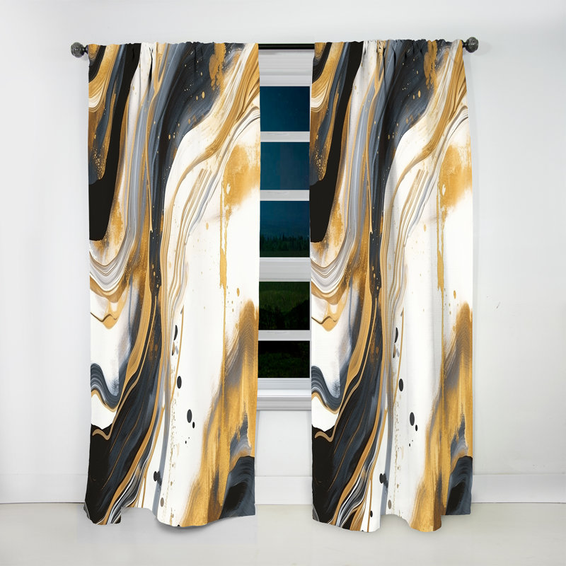 Fausta - Marble Painting Textured I - Modern Velvet Curtain - Room Darkening - 1 panel, 52" W x 108" L