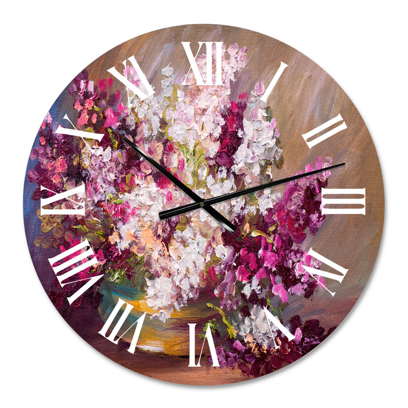 Bouquet de lilas nature morte - Horloge murale traditionnelle, Surdimensionné