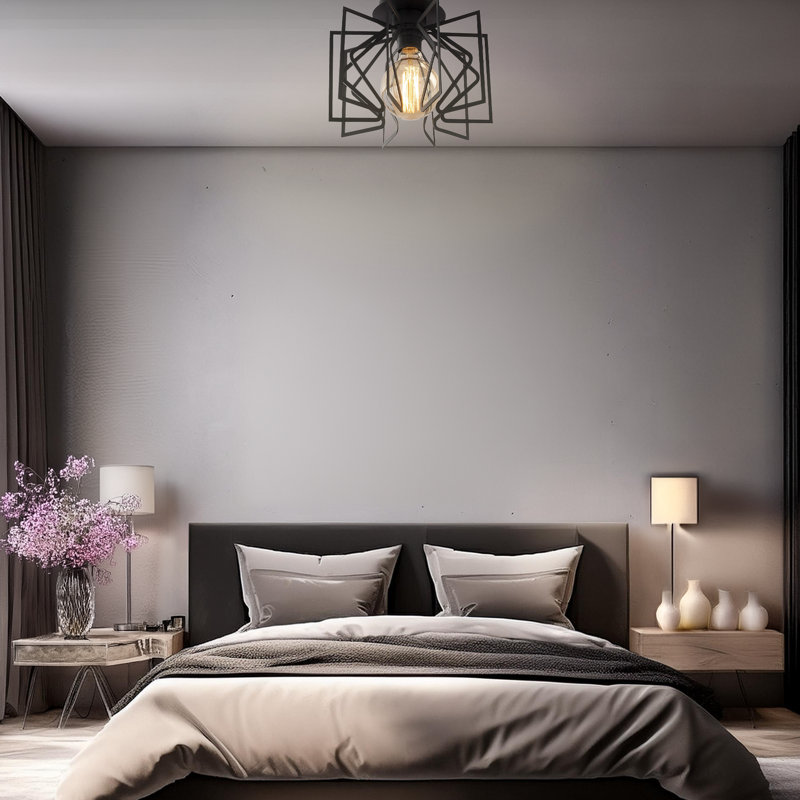 Modern Industrial Chandelier, Black Metal Body, 10.2 in Diameter x 7.9 in Height | Adjustable Height, E27 Socket Max 40W | Stylish Lighting Fixture for Home, Dining Room & Kitchen | IP20 Rated, Elegant Design