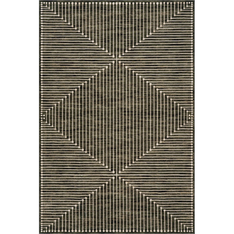  Tapis géométrique lavable Perenna, Rectangle 6 pi x 9 pi, Vert