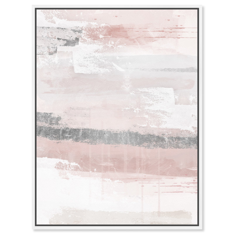 Éléments sophistiqués rosés - peinture, Toile blanche encadrée, H 20 po x l 16 po