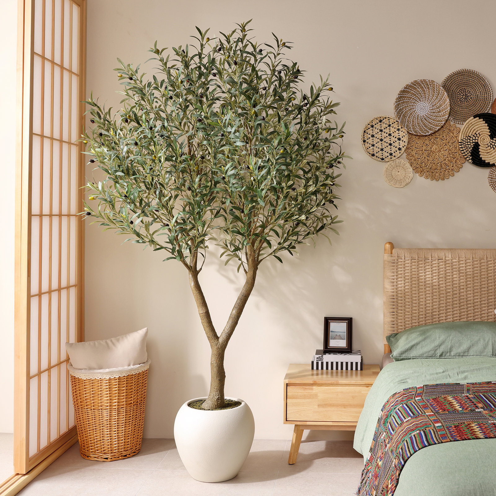 Tasmin Artificial Olive Tree in White Planter, 84