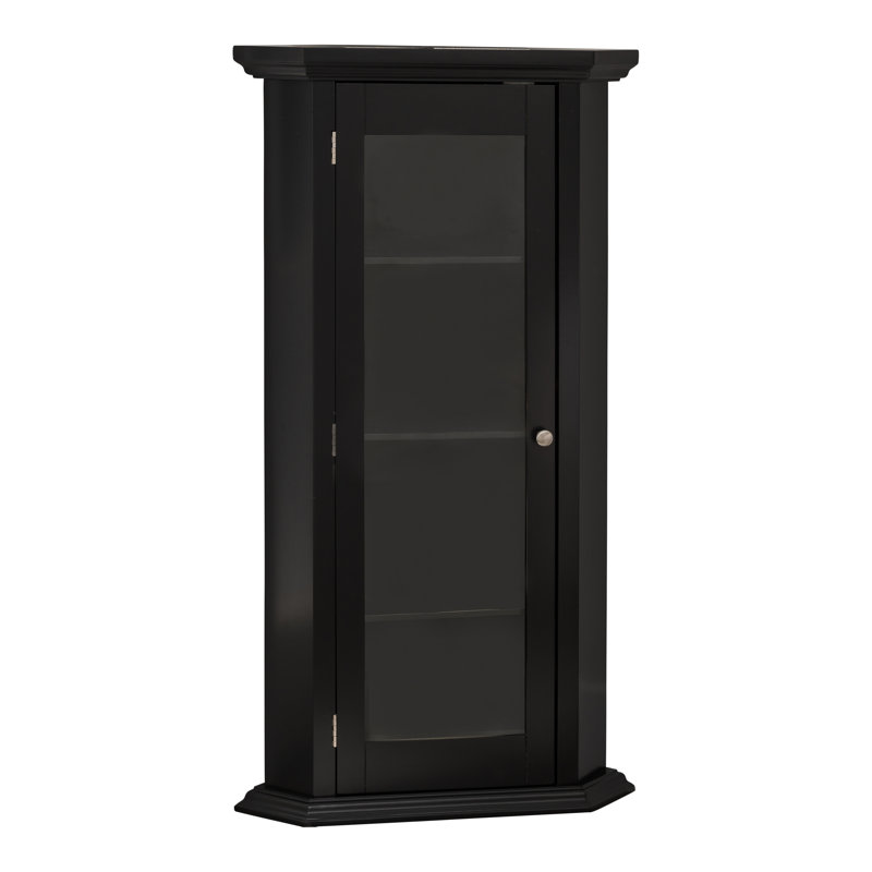 Armoire de rangement d'angle avec porte en verre Boivin, Marron foncé