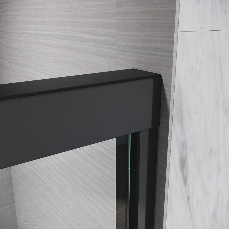 56-60 In. W X 62 H Bathtub Sliding Door, Matte Black Semi , Thick Tempered Glass, Stainless Steel And Strong Handles Tub Clear 304 Rust-