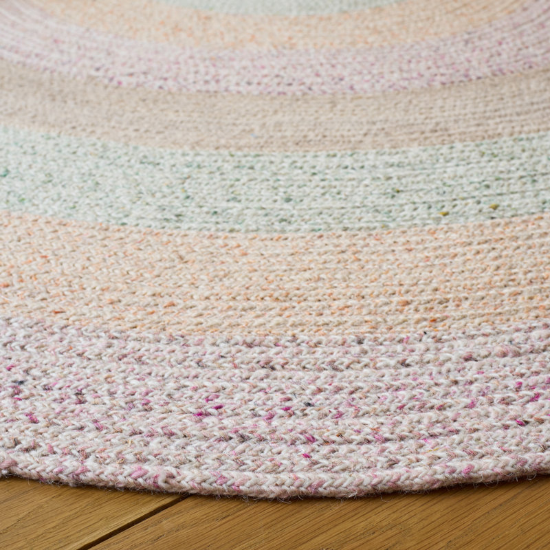 Braided Hand Woven No Pattern Indoor Rug, 5'-0" x 5'-0" Round