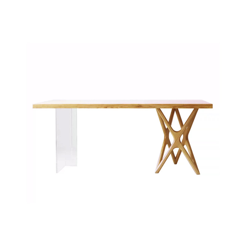 Ash Solid Wood Top Dining Table, 27.55" W x 55.11" L
