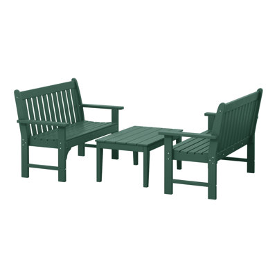 Poly 3-Piece Bench With Coffee Table