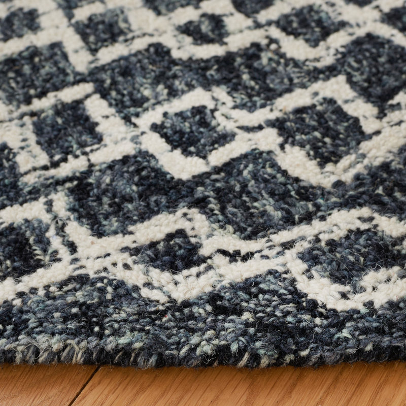 Tapis géométrique en laine touffeté à la main Sherlita, Rond 6 pi