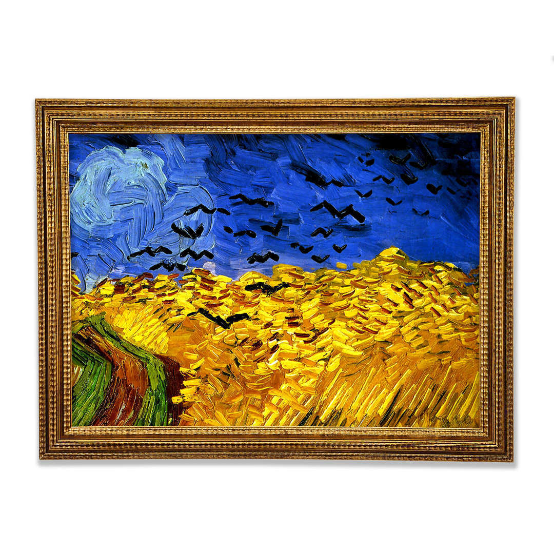 Gerahmtes Wandbild Wheat Field With Crows 02