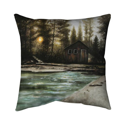 Cabin in the forest - Landscapes Brown – Throw Pillow Cover Only, Double-Sided Print, Insert Not Included